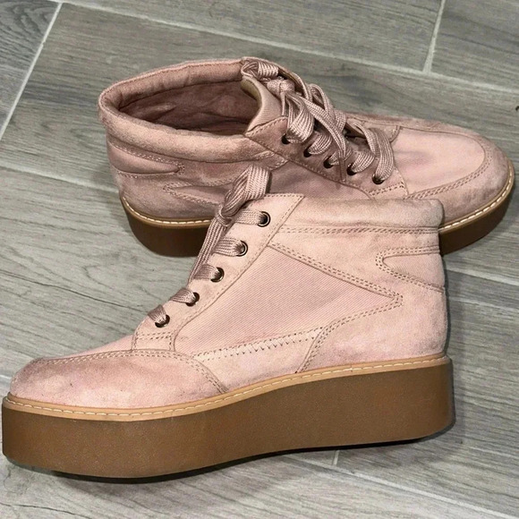 Zodiac Suede Hightop Pink Platform Sneakers Size 7.5M - Picture 6 of 9